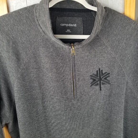 Men's Quarter Zip Pullover Sweatshirt Gray Size 2XL Camp David - Picture 3 of 8